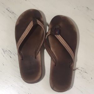 Rainbow Leather Flip Flops